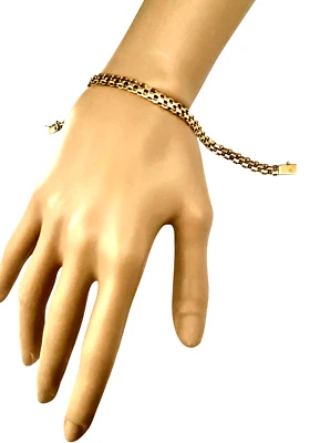 14k Yellow Gold Fancy Link Bracelet Italy Sz 7.75” Estate 7.4g Panther Honeycomb - Image 1 of 4