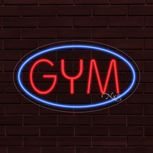NEW "GYM" w/BORDER OVAL 28x16x1 INCH LED FLEX WINDOW/WALL INDOOR SIGN 34220 - Image 1 of 1