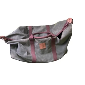 Vintage Abercrombie Fitch Canvas Bag Khaki Distressed Duffle XL Tote 24 X 12 16 - Picture 1 of 12