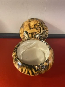 Safari Animal Patchwork Trinket Jewelry Box Pre Owned Decor - Picture 1 of 5
