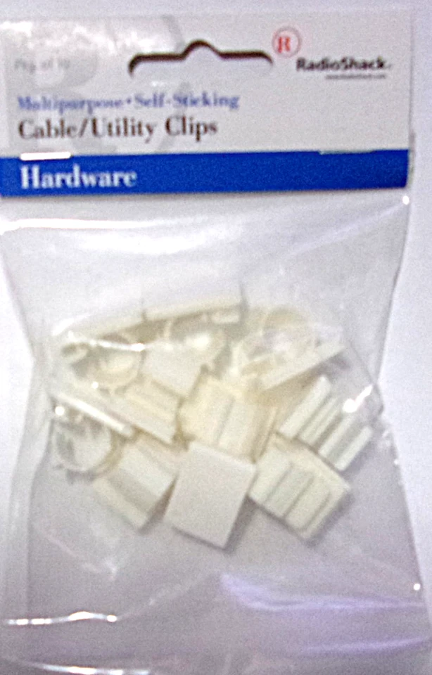 Radio Shack #278-1640A Self Sticking Cable Utility Clips Pk 10    NEW - Image 1 of 1
