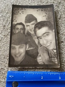 Vintage Photobooth Arcade Young USMC Marines Men Happy Night On the Town WWII - Picture 1 of 3