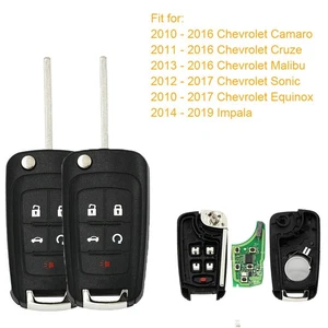 2PCS Flip Key Keyless Entry Remote Fob For Chevrolet 5-Button with Remote Start - Picture 1 of 8