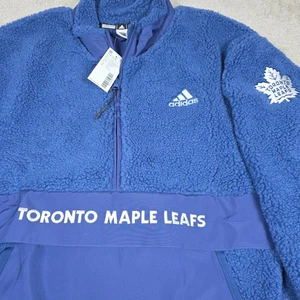 Adidas Toronto Maple Leafs Herren Medium Sherpa Fleece Viertel Reißverschluss Pullover Probe - Bild 1 von 9