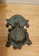 Cast Metal Cherub Door Knocker With Strike Plate Gothic Style Ornate Antique