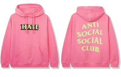 Sudadera con Capucha Anti Social Club Odio Samsies Rosa Logo Para Hombre Talla XXL Totalmente Nueva Foto 1 de 4