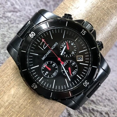 Michael Kors Men MK-8161 Chronograph Black Tone Quartz Analog 45mm Watch 7" - Image 1 of 4