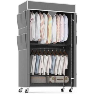 Kleiderschrank Stoffschrank auf Rollen Kleiderstange|Faltschrank Camping Schrank - Bild 1 von 24