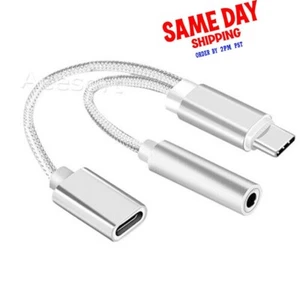 Type C to 3.5mm Earphone Charging Adapter Cable fit Verizon Google Pixel Phone - Picture 1 of 3