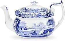 Spode Blue Italian Teapot, Fine Earthenware, 2.5 Pt - Blue White