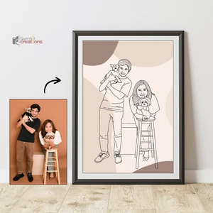 Personalised Portrait Line Art - Photo Illustration Custom Art Gift - Picture 1 of 7