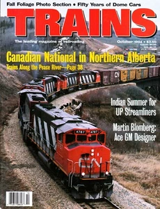 TRAINS 10/94 DOME CARS, CANADIAN NATIONAL in ALBERTA, UP STREAMLINERS, AMOSKEAG - Picture 1 of 2