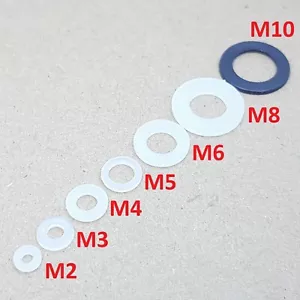 M2,M3,M4,M5,M6,M8,M10 PLASTIC WASHER NYLON METRIC FLAT Washers Thin/Thick Spacer - Picture 1 of 2