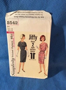 Vestido de cóctel de una pieza con patrón de costura Simplicity años 60 talla 18 corte 5542 - Imagen 1 de 4
