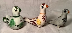 set of 3 Tonala Handpainted Mexican Folk Art Pottery Birds - Picture 1 of 6