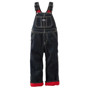 OshKosh B'Gosh Black Denim Overall Onepiece Red Fleece Lined Sz. 12M Months NWT - Picture 1 of 3