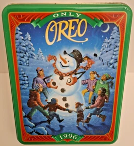 Nabisco Christmas Oreo Cookie Tin Snow Man 1996 - Picture 1 of 2