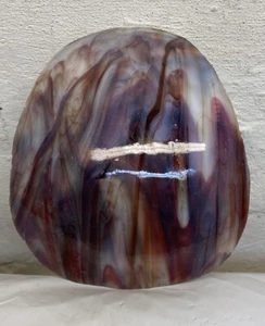 ANTIQUE BURGUNDY SWIRL CURVED SLAG STAINED GLASS LAMP SHADE PANEL CRAFTS 6.5” - Picture 1 of 7