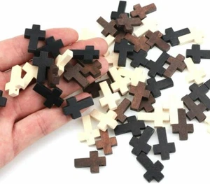 10 Cross Charms Wood Cross Pendants Christian Catholic Religious Assorted 22mm - Picture 1 of 1