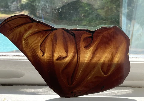 Antique Vintage Stained Church Glass Window Panel Piece Fragment Brown 7” X 7” Cover