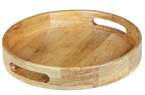 Handcrafted Wooden Round Serving Tray 12 X 12 X 2 inches - Picture 1 of 4