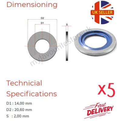 PARLEX 5 x 1/4" BSP Bonded Seal Sealing O-Ring Washers Gasket - Pneumatic & Hydraulic