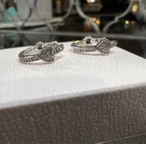 Brand New Genuine Pandora Pave Alluring Hearts Hoop CZ Earrings 297290CZ - Picture 1 of 6