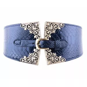 Waist Wide Leather Cinch Corset Womens Waistband Belt Elastic Stretch Buckle - Picture 1 of 7
