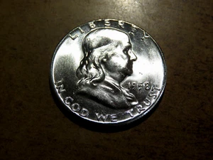 GEM BRILLIANT UNCIRCULATED FBL 1958-P FRANKLIN SILVER HALF DOLLAR M20 - Picture 1 of 2