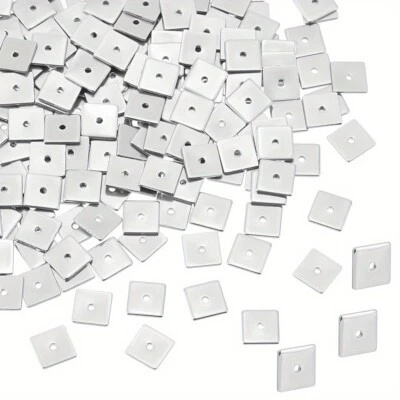 1 caja 200 piezas Cuentas espaciadoras cuadradas de 8 mm Cuentas sueltas de metal agujero pequeño Foto 1 de 4