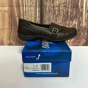 Easy Street Womens Cinnamon 313218 Brown Square Toe Slip On Loafers Shoes Sz 10 - Picture 1 of 7