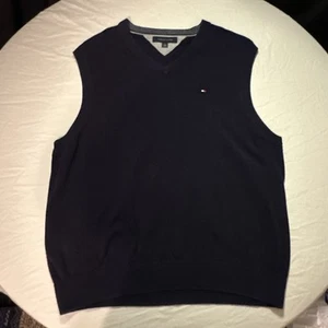 Men’s Vintage Tommy Hilfiger Sporty Golfer Casual sweater Vest XL navy blue - Picture 1 of 10