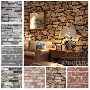 3D Brick Effect Wallpaper Realistic Slate Stone Rustic Textured Wall Decor 9.5M - Picture 1 of 29