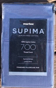 Martex Supima 700 Fadenzahl Standard Kissenbezug Paar Farbe Indigo/Blau Neu aus altem Lagerbestand - Bild 1 von 2