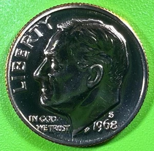1968 - S PROOF Roosevelt Dime From Sealed Mint Sets Free Shipping To USA - Picture 1 of 2