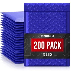 Small Bubble Mailers 4x8 200 Pack Waterproof Blue Bubble Mailers Self Seal Pa... - Picture 1 of 7