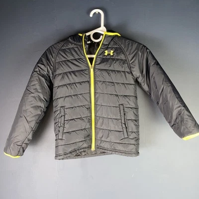Under Armour Kids Boys Puffer Size 7 Black Yellow - Image 1 of 4