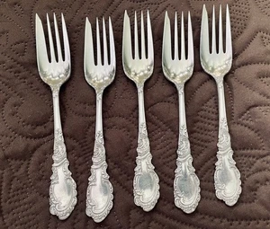 5 antike ALDINE Tortengabeln von 1895 ~ Rogers & Hamilton versilbert - Bild 1 von 8