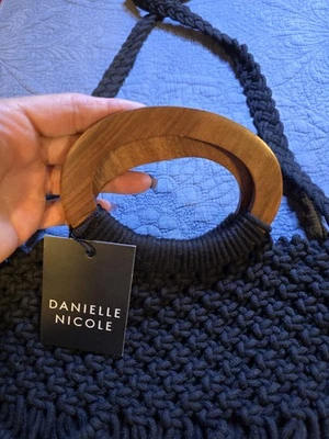 Danielle Nicole Black Bohemian Fringe Crossbody Purse & Wooden Handle Bag—NWT - Image 1 of 4