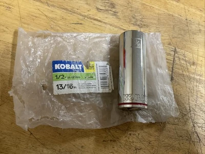 KOBALT 337755,  13/16in.  1/2 Drive Deep 12pt SAE Socket-Red Stripe-Store Pkging - Image 1 of 3