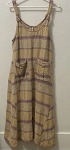 Free People Harper Abito a Trapezio a Righe, Combo Senape Taglia Xl - Foto 1 di 12