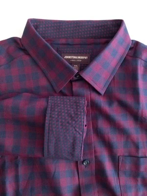 Camisa de vestir informal de negocios Johnston & Murphyls manga larga, azul borgoña XXL Foto 1 de 4