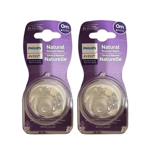 Confezione 2 capezzoli Philips Avent risposta naturale 0m+ flusso 1 biberon tettarelle BPA F - Foto 1 di 1