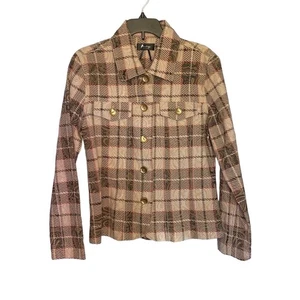 New Analogy Plaid Jacket Size PS, Button Front with Two Front Pockets, Brown Bei - Picture 1 of 12