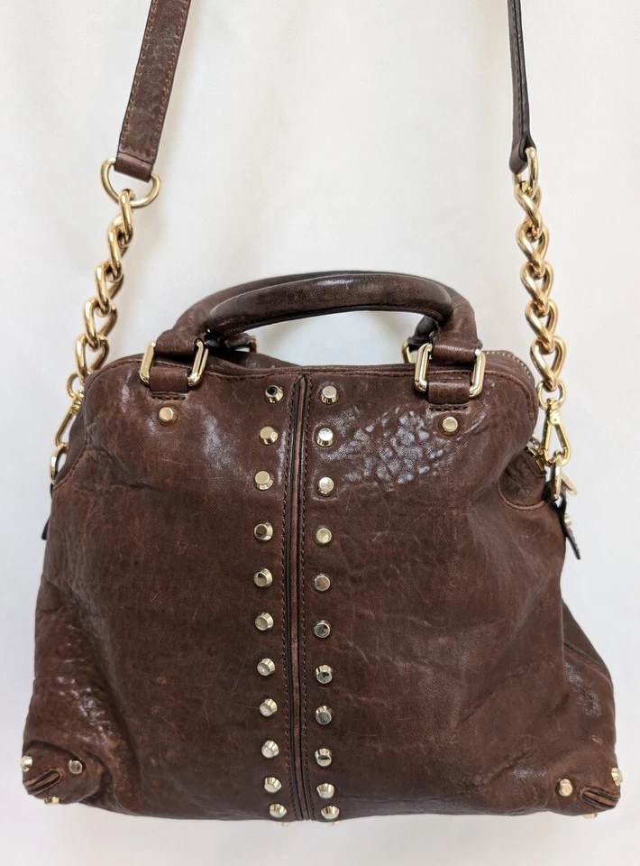 MICHAEL KORS Mujer Uptown Astor Cuero Tachonado Bolso Bandolera de Mano Cartera Marrón Foto 1 de 4