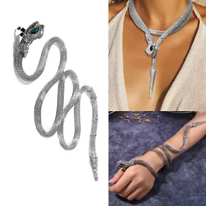 Bendable Punk Snake Necklace Choker Adjustable Bracelet Flexible Wrap Collar - Picture 1 of 43