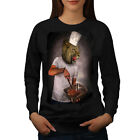 Wellcoda Lion Chef Kitchen Funny Womens Sweatshirt, Lion Casual Pullover Jumper