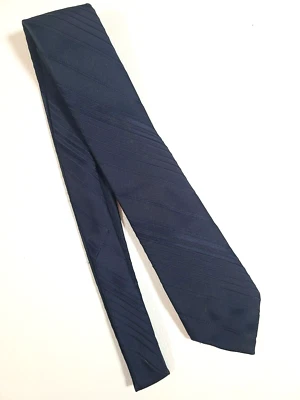 Tonino Firenze Men's Neck Tie All Polyester Diagonal Solid Striped Blue 54" x 3" - Image 1 of 4
