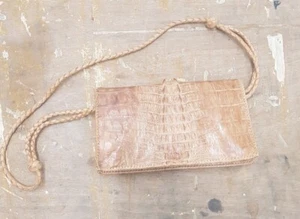 VINTAGE CROCODILE Handbag Clutch/Messenger - Prop - Golden Brown Good Condition - Picture 1 of 7