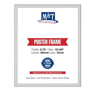 Snap Poster Rahmen 0,79" Aluminium einfache Frontbeladung Wandmontage 16x20 silber - Bild 1 von 16